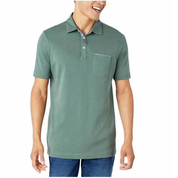 Tahari Men’s Interlock Polo, Green (Size : S, M, L) - Picture 1 of 4